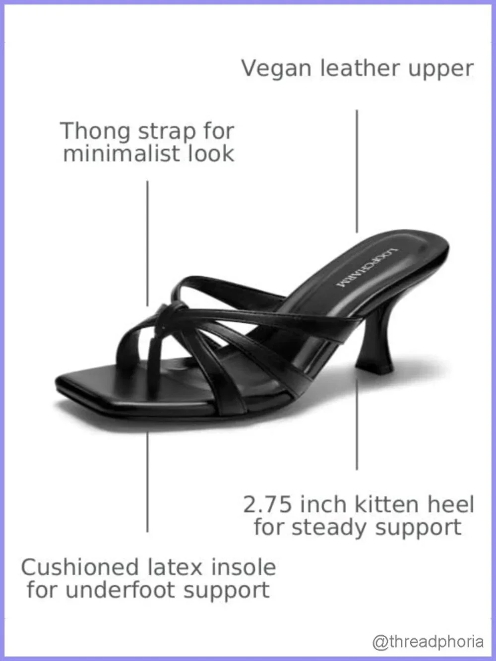 Women's Strappy Kitten Heels Sandals Square Toe Slip-On Vegan Leather